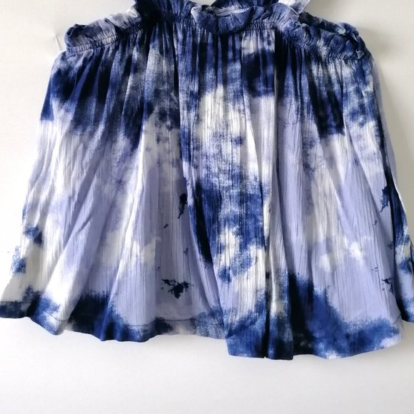 Self Esteem Girls Blue White Sleeveless Square Neck Tie Dye Tank Top Size L - Picture 3 of 7